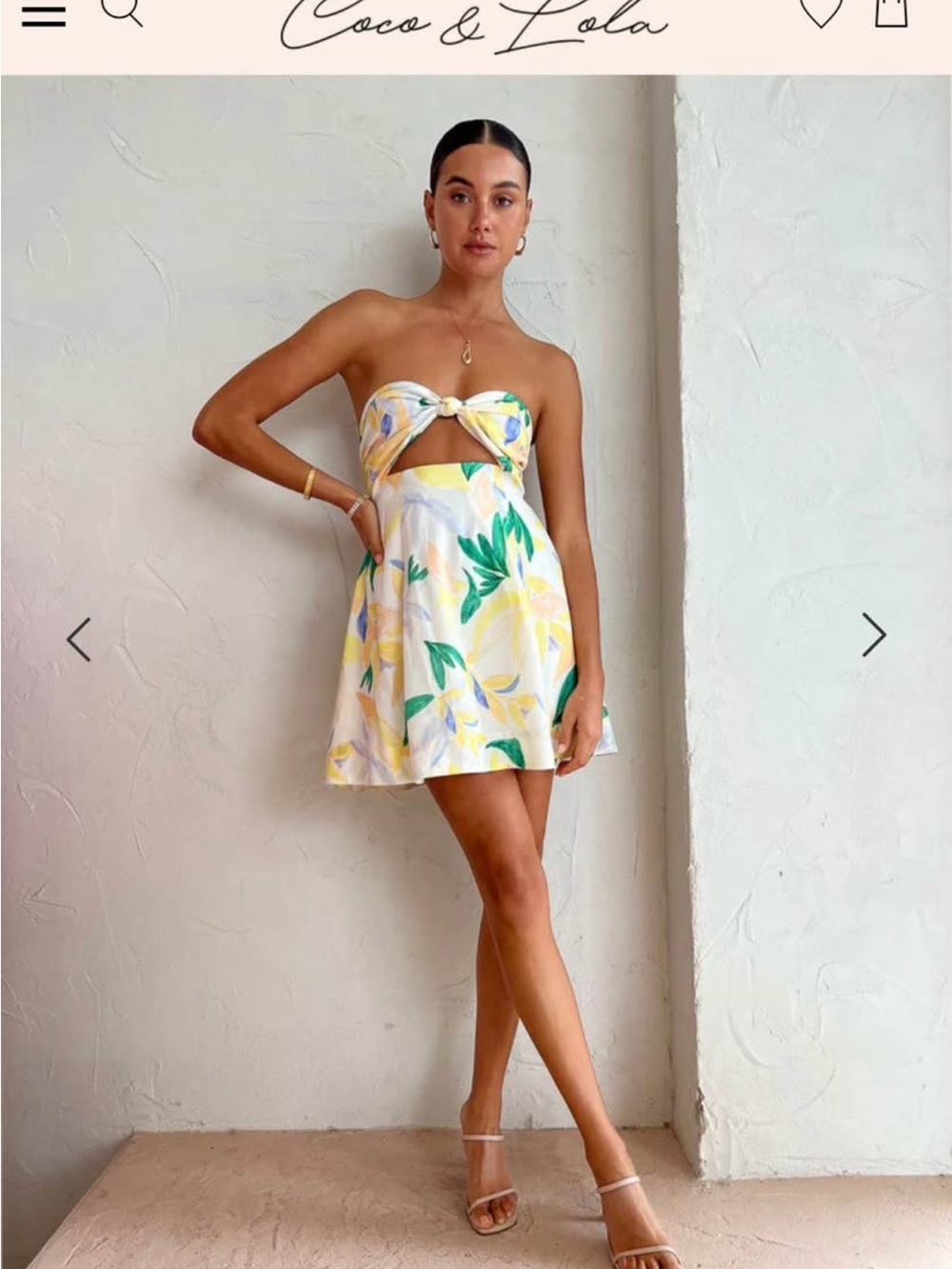 Coco & Lola Yellow Floral Tie-Front Mini Dress